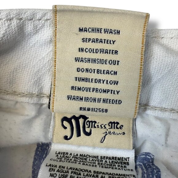 Miss Me Irene Shorts Womens Sz 29 White Embroidered Low Rise Flap Pocket Denim - Picture 12 of 15